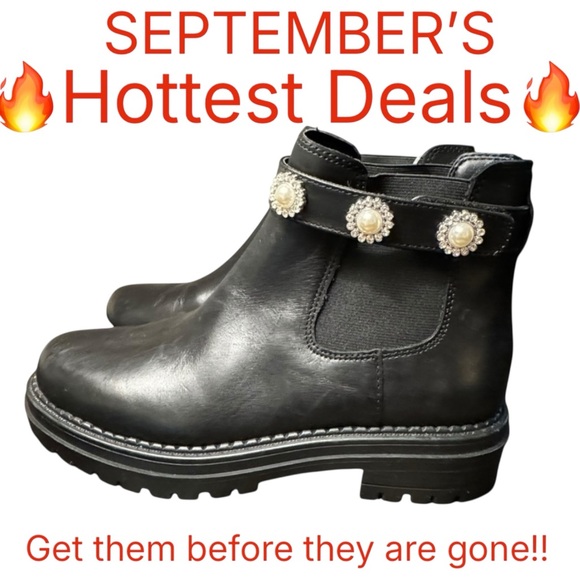 Copper Key COSMO PEARL RHINESTONE Leather Chelsea Booties NWT - Picture 1 of 11